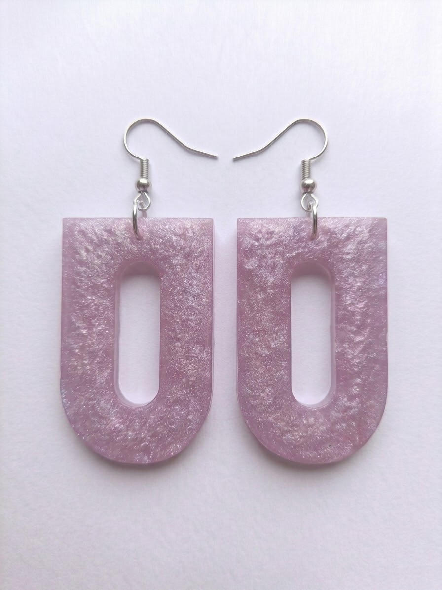 Handcrafted Epoxy Resin Reverse Arch Earrings - Gothic Wearable Art