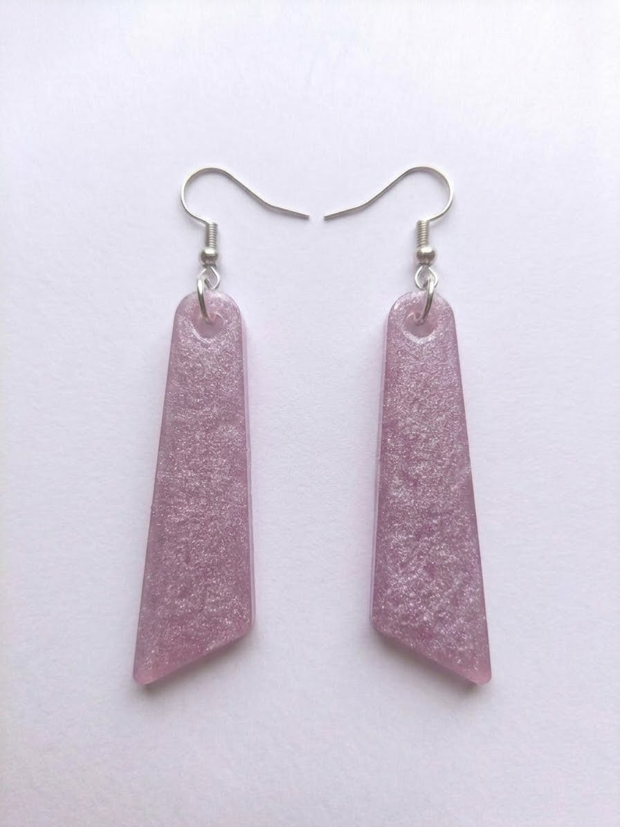 Handcrafted Epoxy Resin Tapered Trapezoid Earrings - Gothic Wearable Art