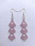 Handcrafted Epoxy Resin Diamond Cascade Earrings - Gothic Wearable Art