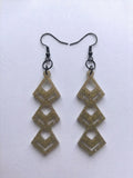 Handcrafted Epoxy Resin Diamond Cascade Earrings - Gothic Wearable Art