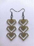 Handcrafted Epoxy Resin Cascading Hearts Earrings - Gothic Wearable Art