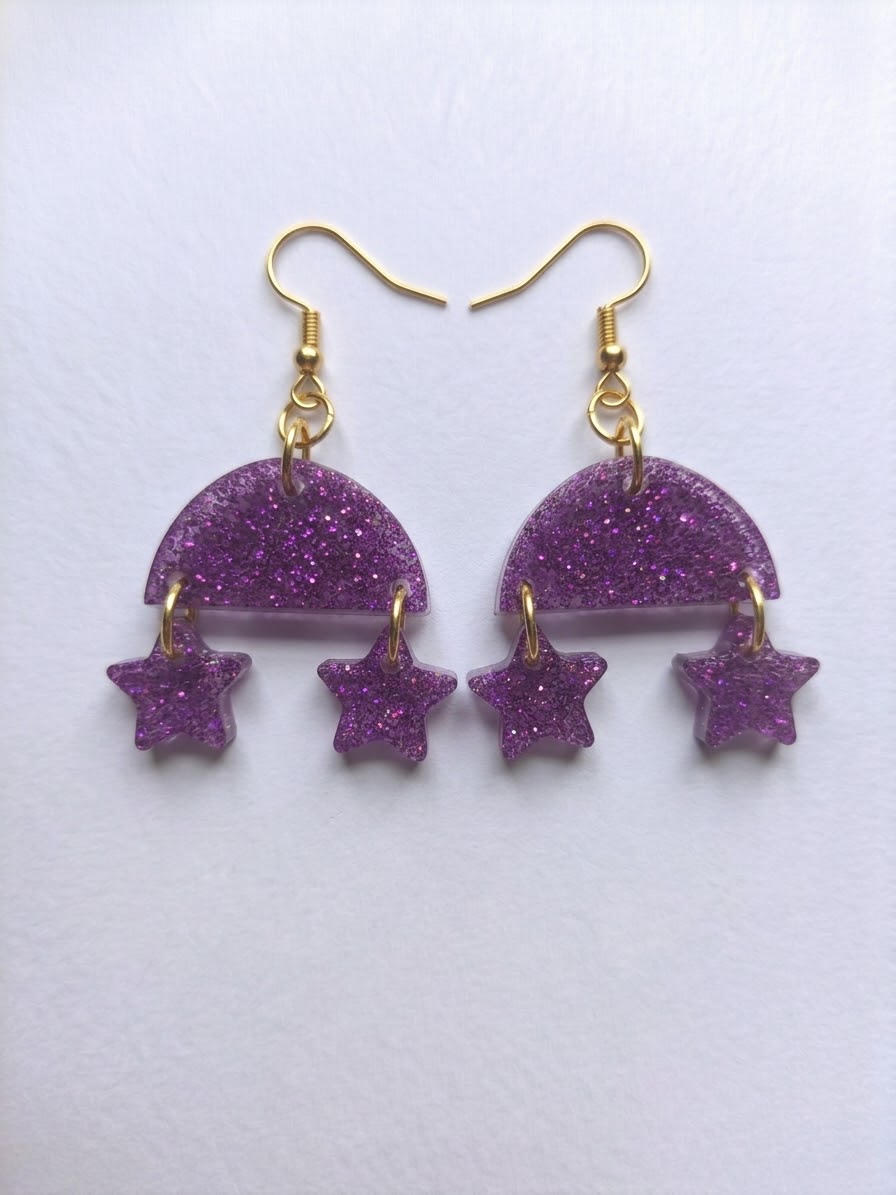 Handcrafted Epoxy Resin Astro Arch Earrings - Gothic Wearable Art