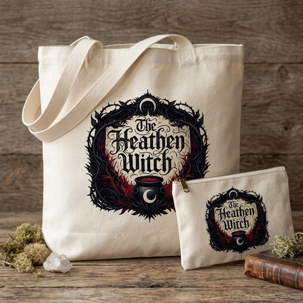 The Heathen Witch Sublimation Printed Tote Bag & Matching Handbag Set - Gothic Wearable Art