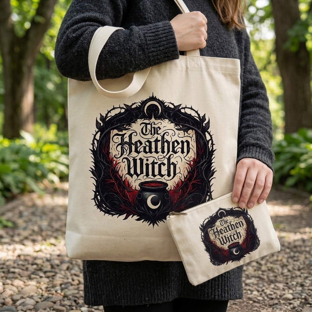 The Heathen Witch Sublimation Printed Tote Bag & Matching Handbag Set - Gothic Wearable Art