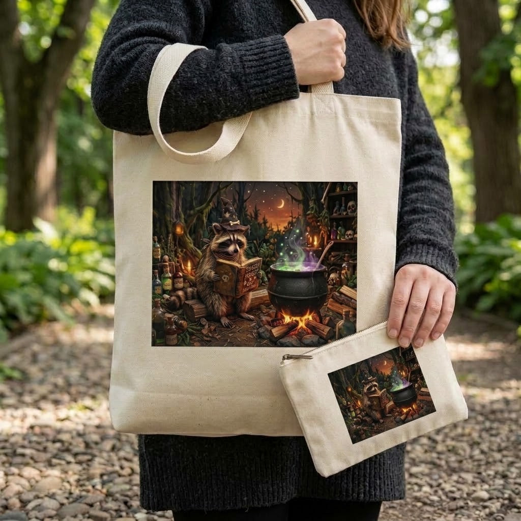 Trash Magic Sublimation Printed Tote Bag & Matching Handbag Set - Gothic Wearable Art