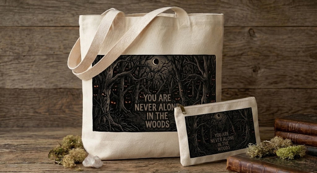Never Alone Sublimation Printed Tote Bag & Matching Handbag Set - Gothic Wearable Art