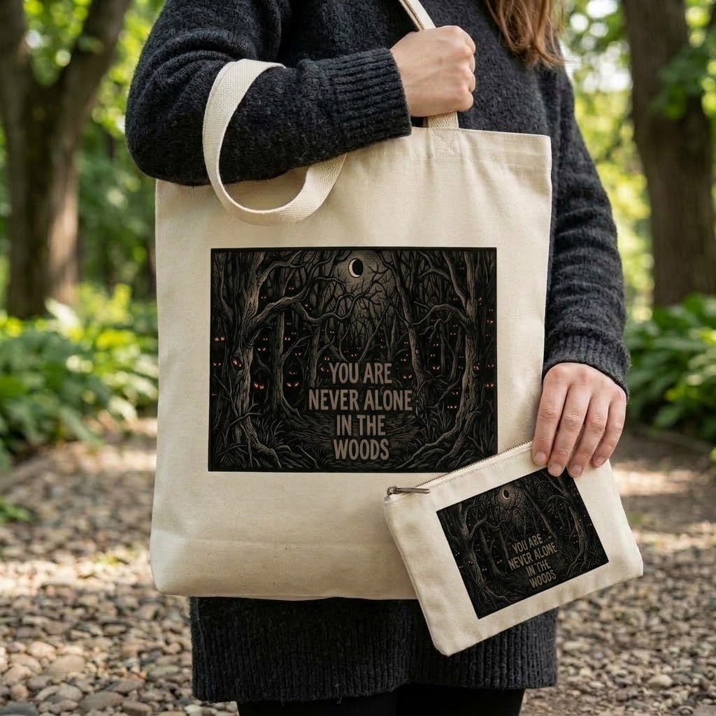 Never Alone Sublimation Printed Tote Bag & Matching Handbag Set - Gothic Wearable Art