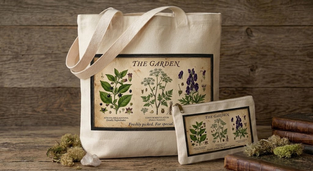 Poison Garden Sublimation Printed Tote Bag & Matching Handbag Set - Gothic Wearable Art