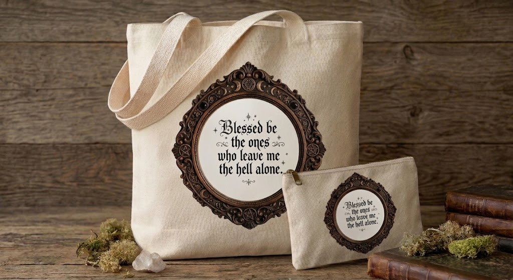 Blessed Be Sublimation Printed Tote Bag & Matching Handbag Set - Gothic Wearable Art