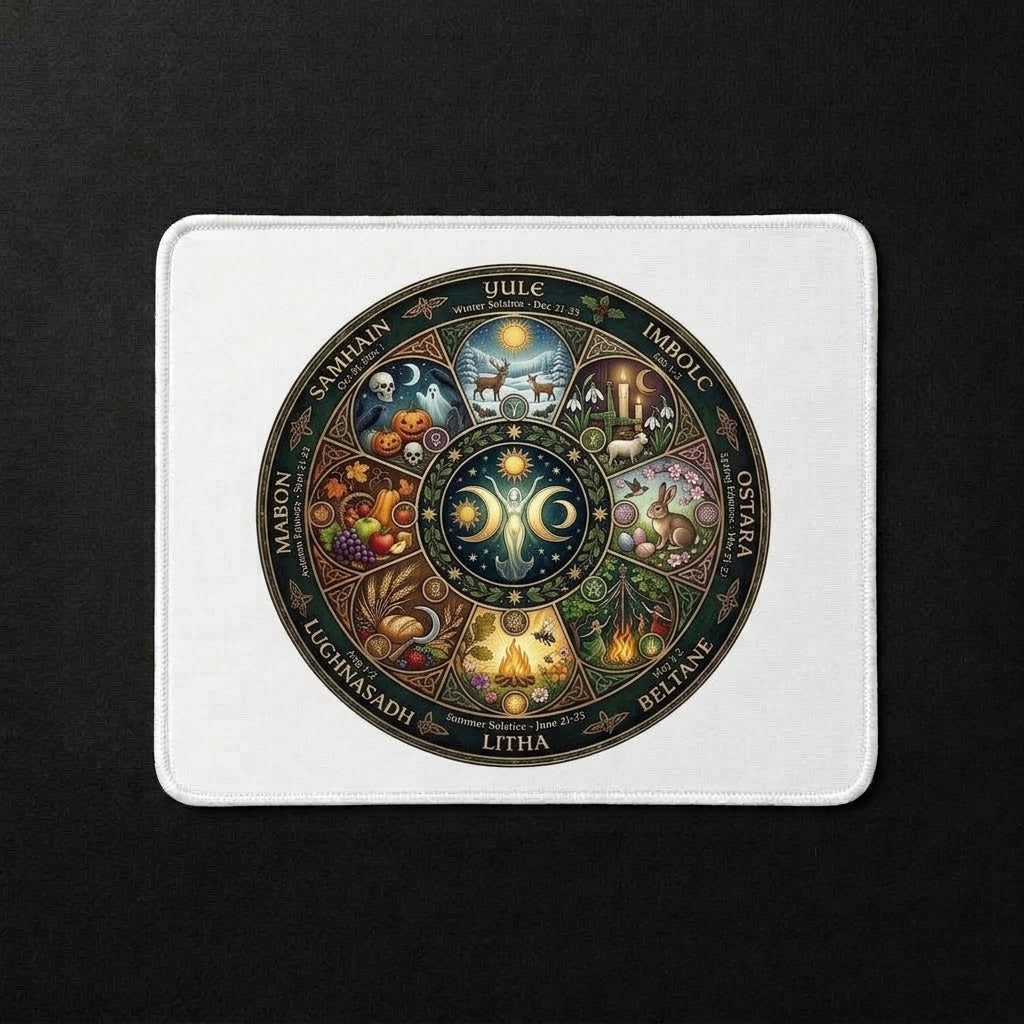 Sacred Wheel Sublimation Printed Standard Mouse Pad - Gothic Workspace Art