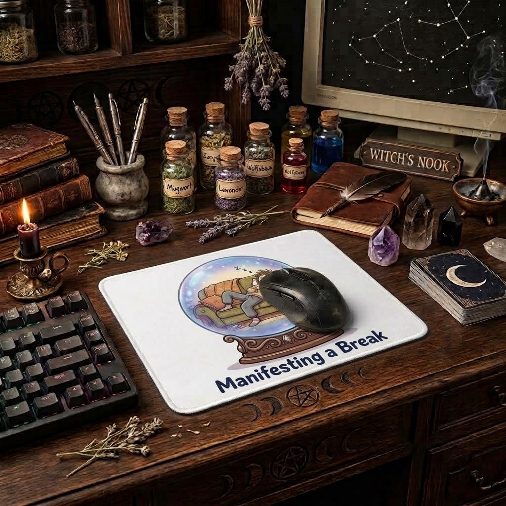 Manifesting A Break Sublimation Printed Standard Mouse Pad - Gothic Workspace Art