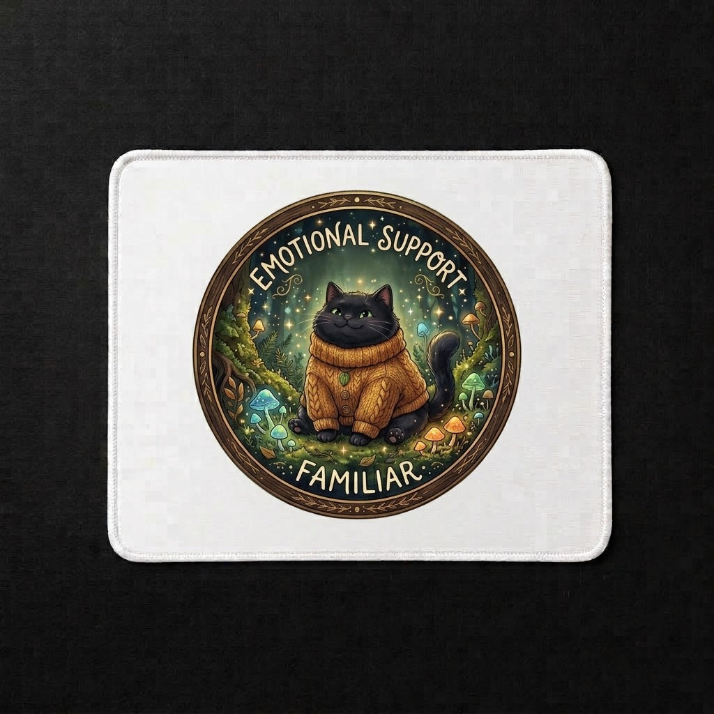 Emotional Support Familiar Sublimation Printed Standard Mouse Pad - Gothic Workspace Art