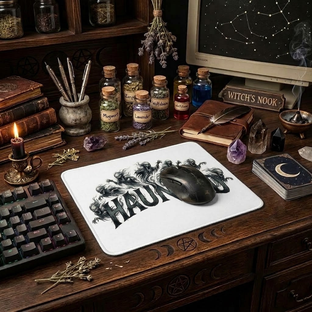 Haunted Sublimation Printed Standard Mouse Pad - Gothic Workspace Art