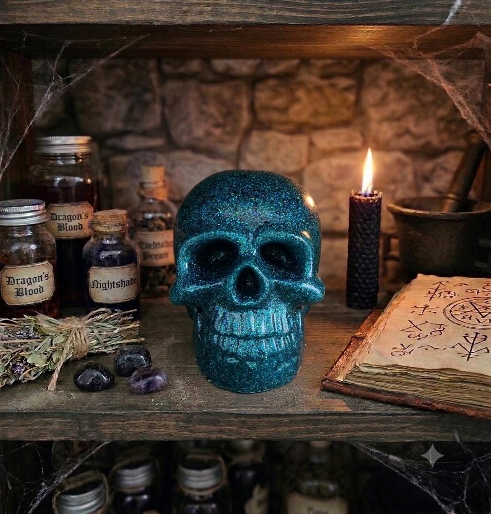 Handcrafted Epoxy Resin Skull - Gothic Home Decor