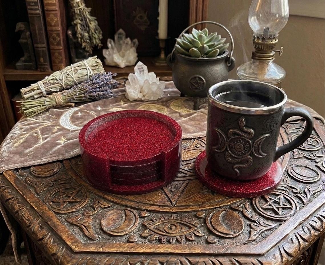 Handcrafted Epoxy Resin Coaster - Gothic Home Decor