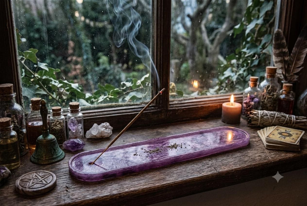 Handcrafted Epoxy Resin Incense Holder - Gothic Home Decor