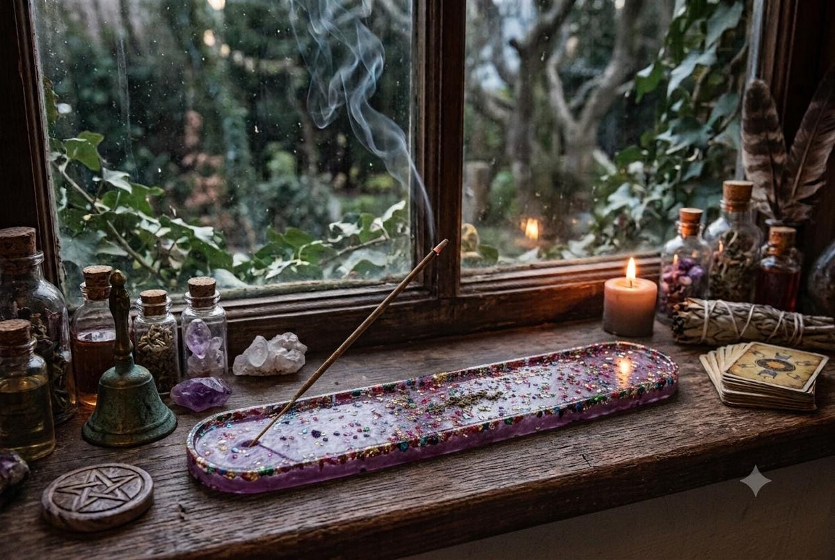 Handcrafted Epoxy Resin Incense Holder - Gothic Home Decor