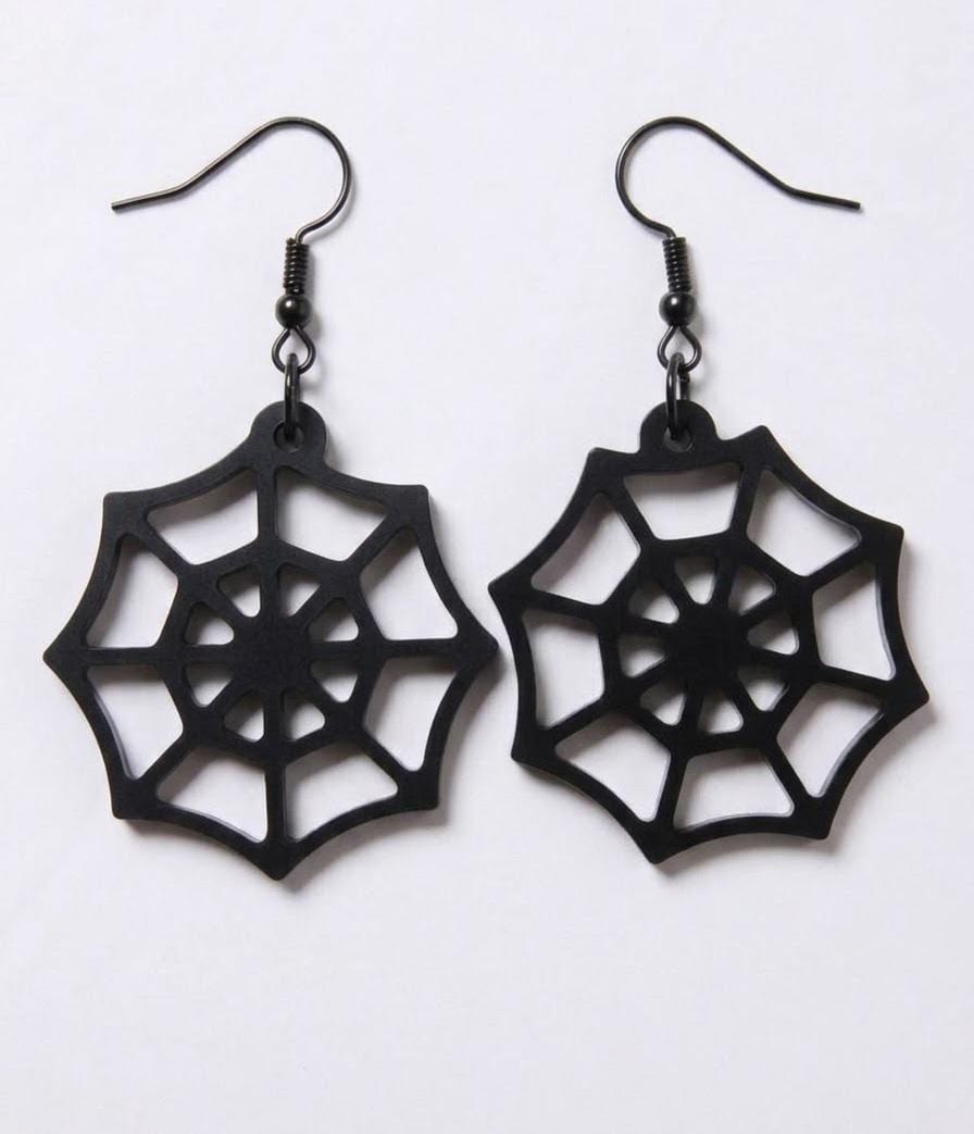 Handcrafted Epoxy Resin Spiderweb Earrings - Gothic Wearable Art