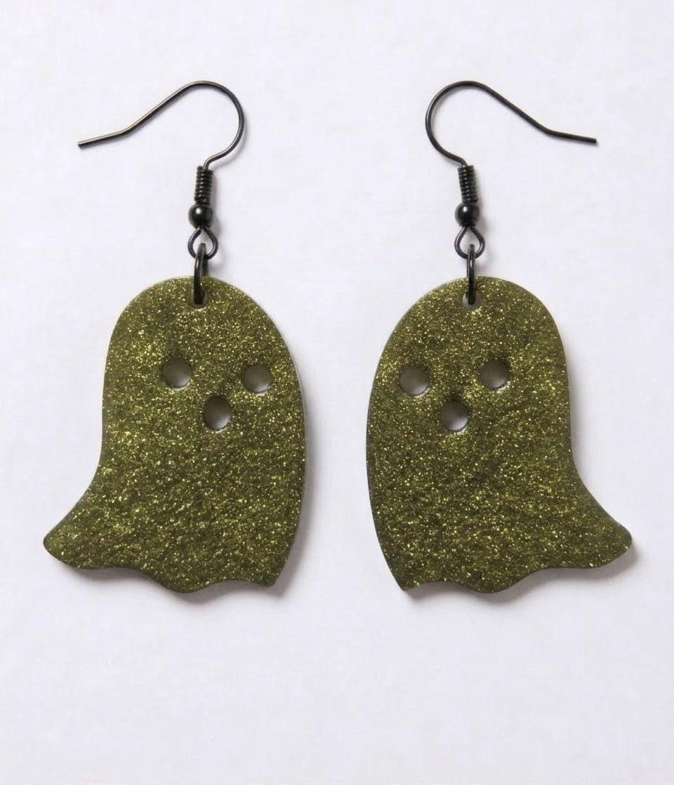 Handcrafted Epoxy Resin Ghost Earrings - Gothic Wearable Art