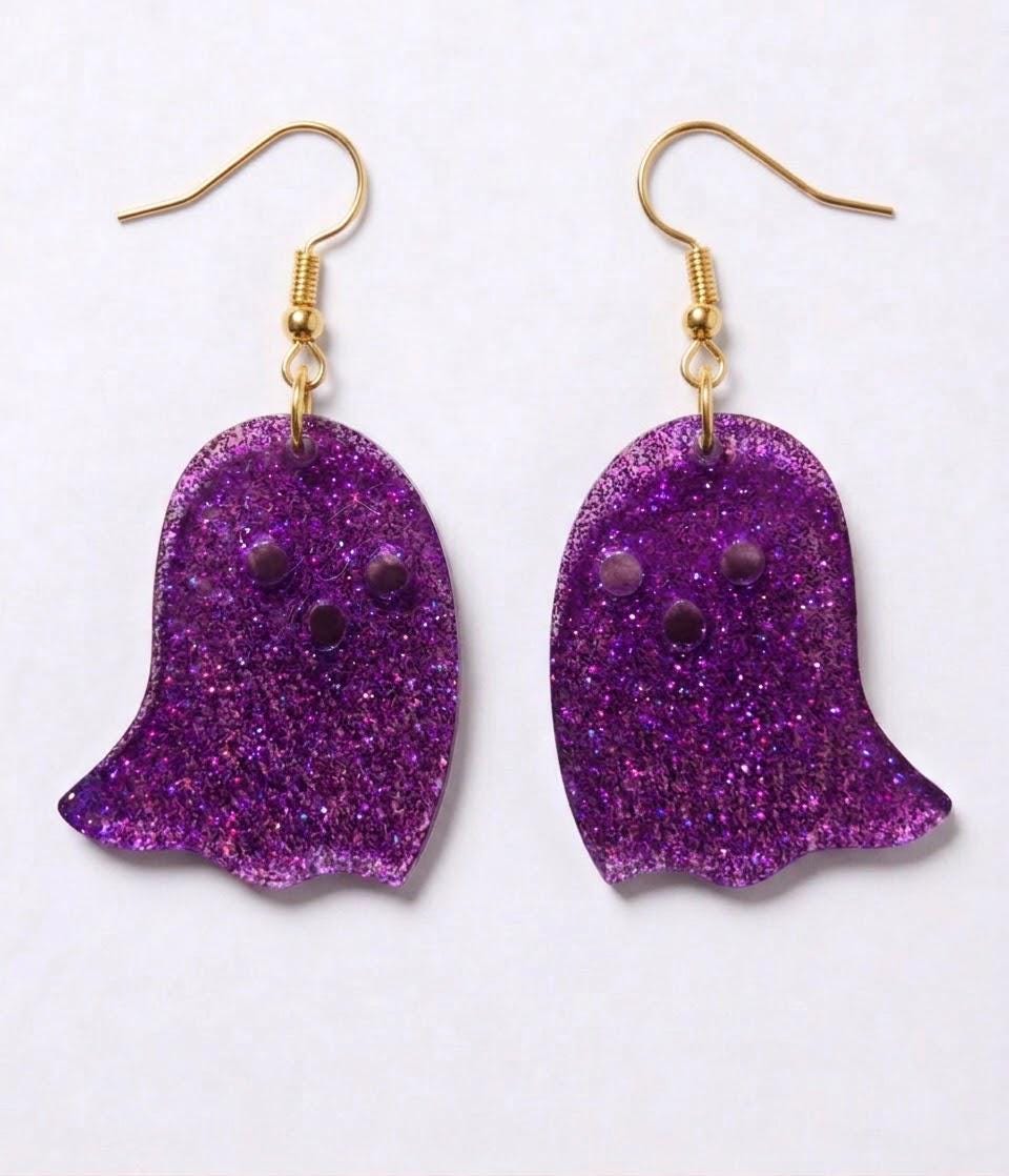 Handcrafted Epoxy Resin Ghost Earrings - Gothic Wearable Art