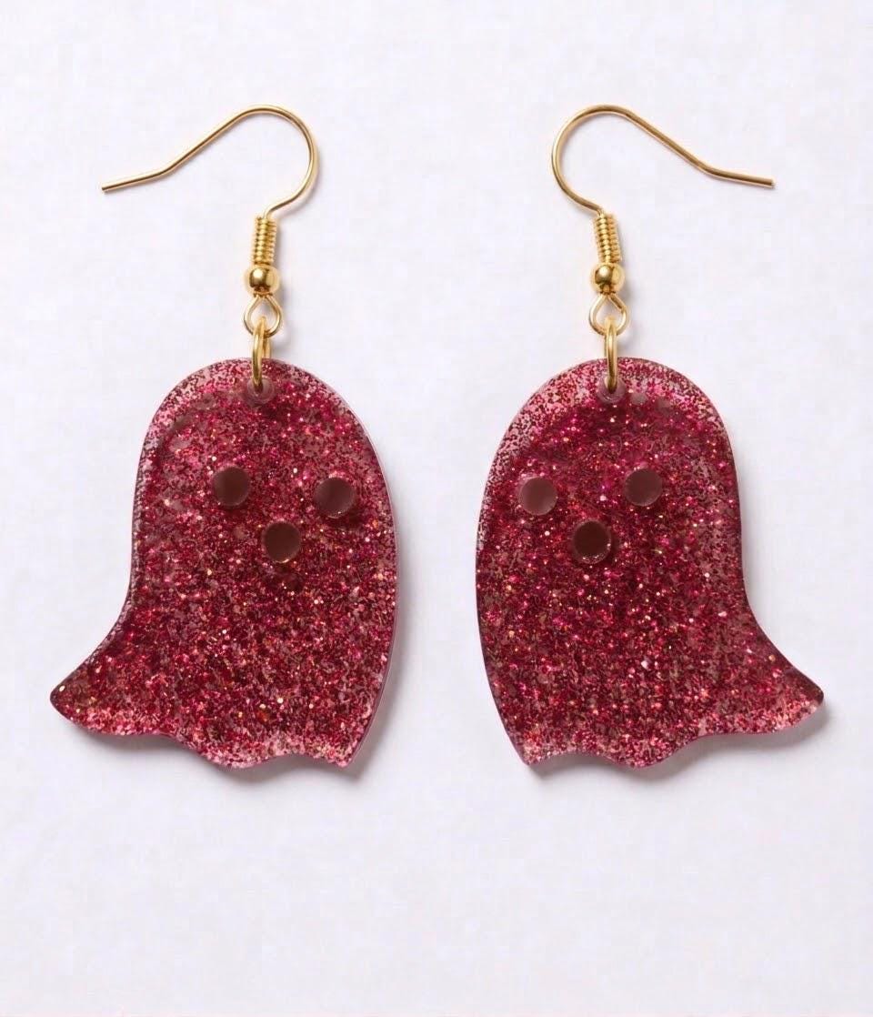 Handcrafted Epoxy Resin Ghost Earrings - Gothic Wearable Art