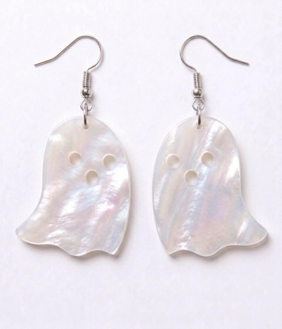 Handcrafted Epoxy Resin Ghost Earrings - Gothic Wearable Art