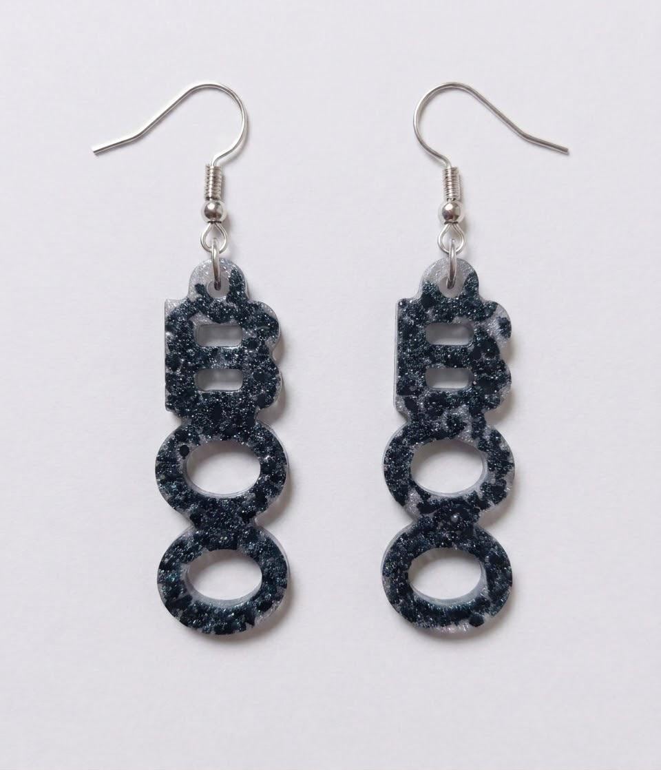 Handcrafted Epoxy Resin Boo Earrings - Gothic Wearable Art