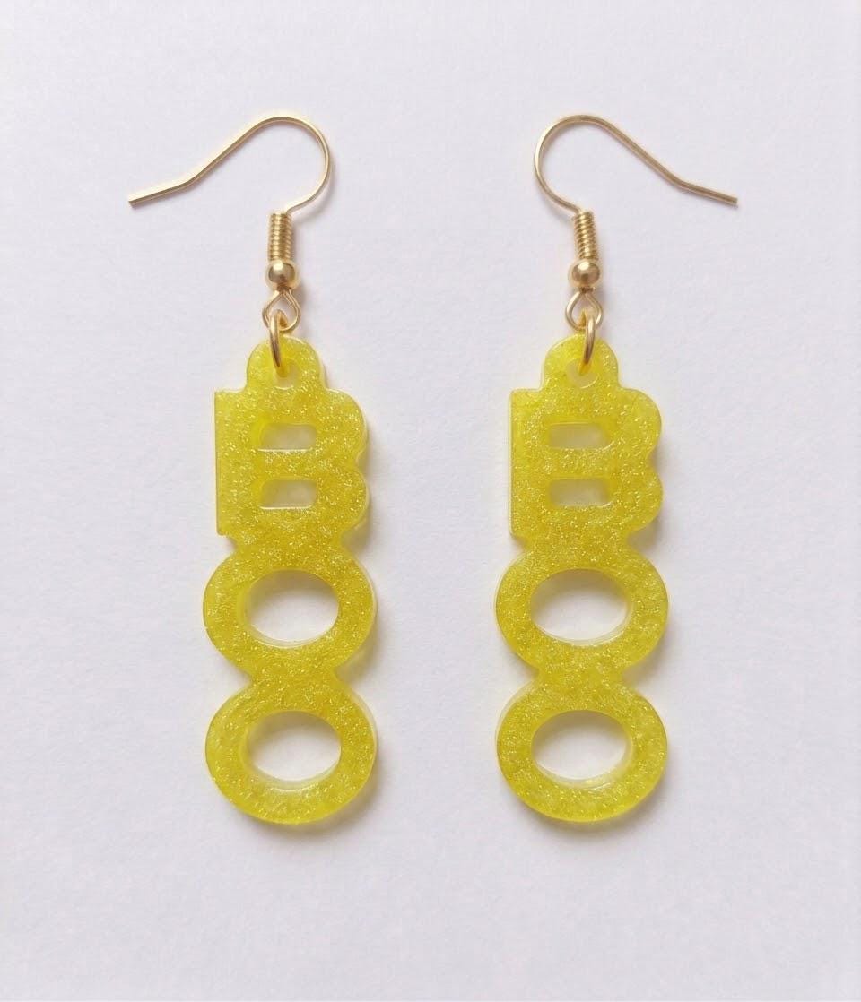Handcrafted Epoxy Resin Boo Earrings - Gothic Wearable Art