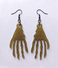 Handcrafted Epoxy Resin Skeleton Hand Earrings - Gothic Wearable Art