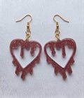 Handcrafted Epoxy Resin Melting Heart Earrings - Gothic Wearable Art