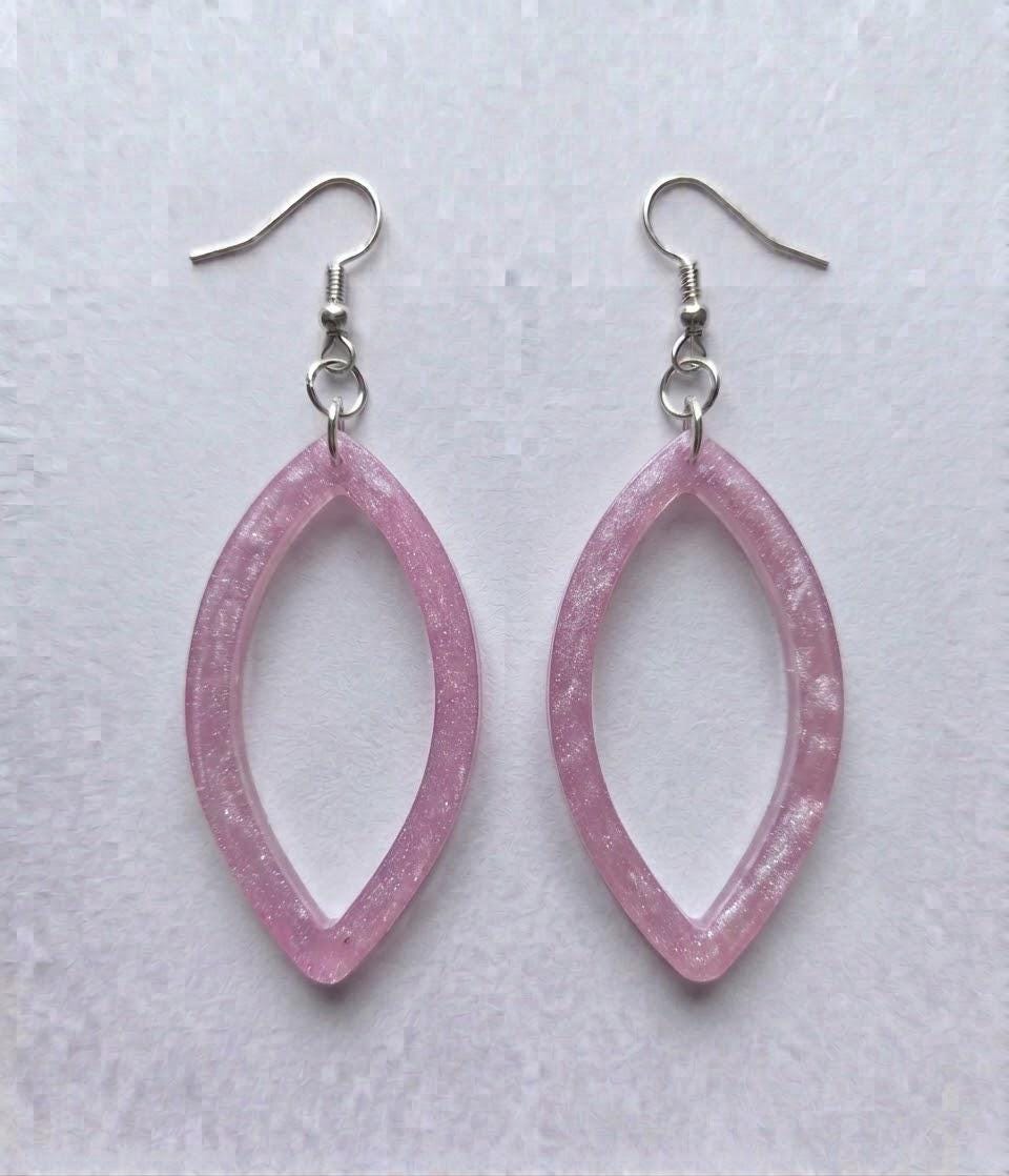 Handcrafted Epoxy Resin Marquis Geometric Earrings - Gothic Wearable Art