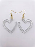 Handcrafted Epoxy Resin Heart Earrings - Gothic Wearable Art