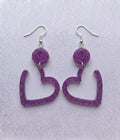 Handcrafted Epoxy Resin Heart Earrings - Gothic Wearable Art