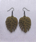 Handcrafted Epoxy Resin Leaf Earrings - Gothic Wearable Art