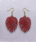 Handcrafted Epoxy Resin Leaf Earrings - Gothic Wearable Art