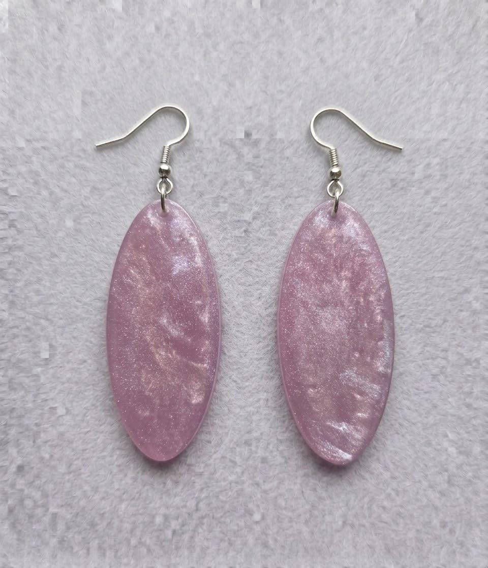 Handcrafted Epoxy Resin Oval Earrings - Gothic Wearable Art