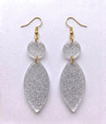 Handcrafted Epoxy Resin Marquis Earrings - Gothic Wearable Art