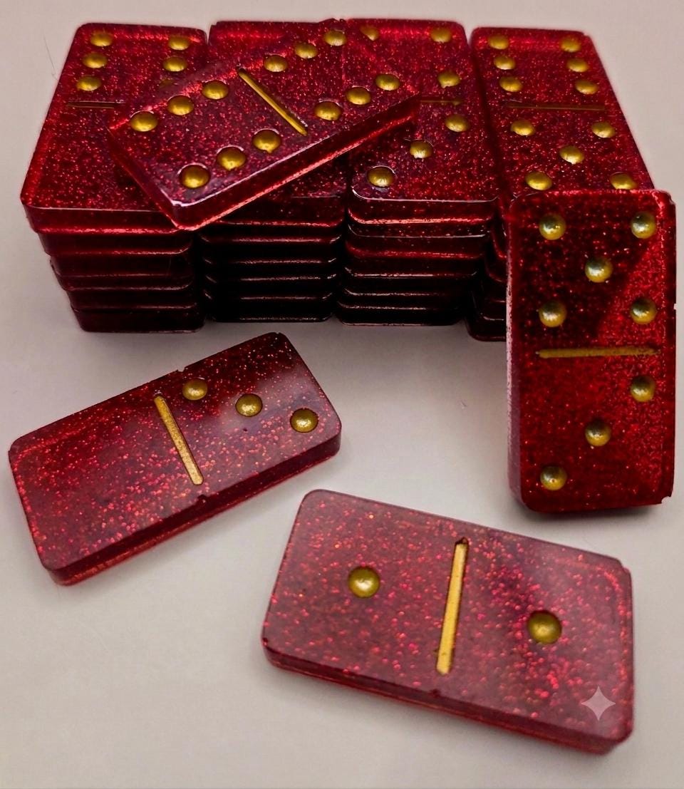 Handcrafted Epoxy Resin Domino Set - Gothic Home Decor & Game