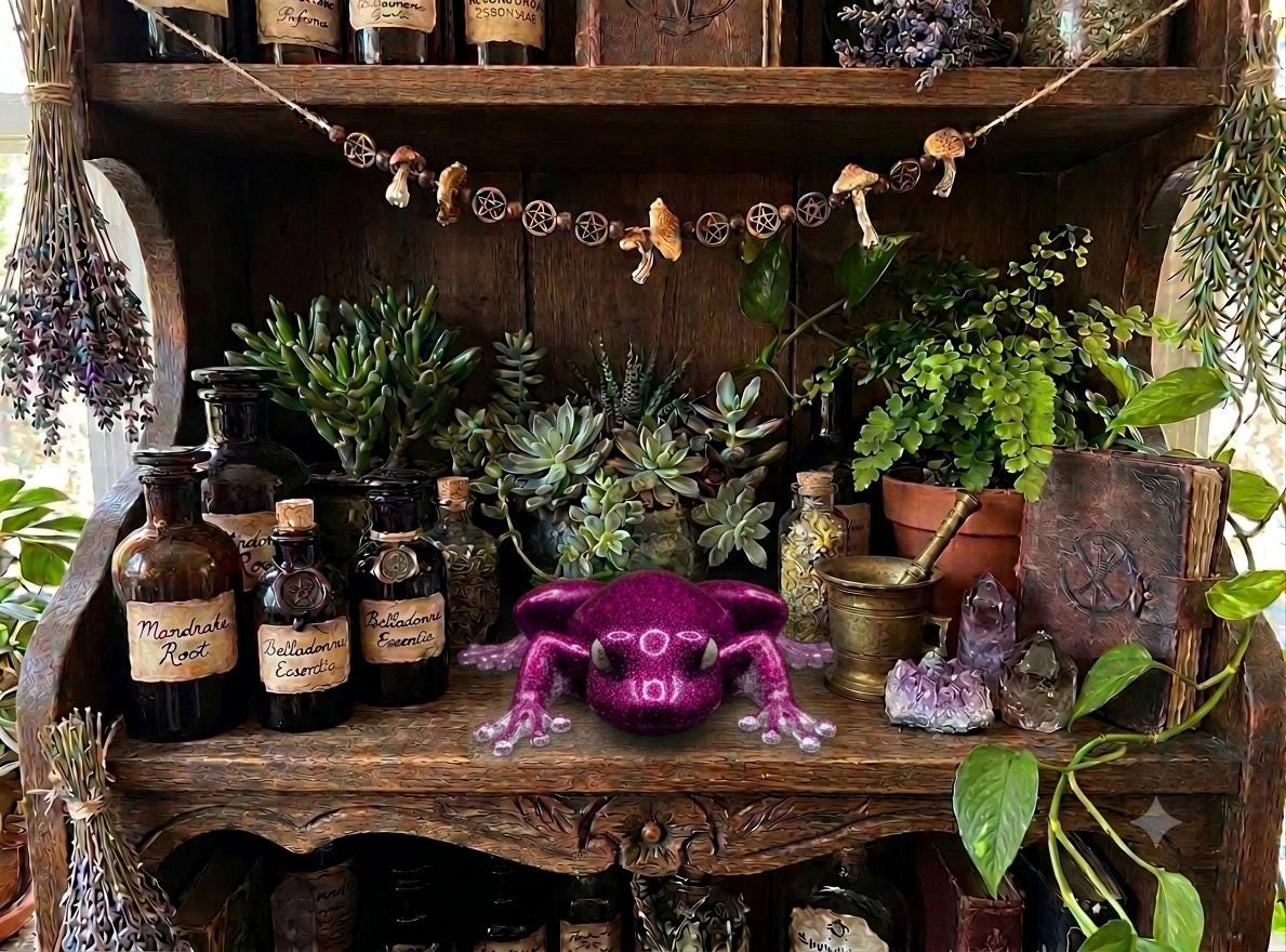 Handcrafted Epoxy Resin Frog Figurine - Gothic Home Decor