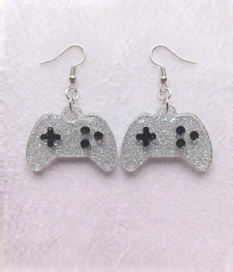 Handcrafted Epoxy Resin XBOX Controller Earrings - Gothic Wearable Art