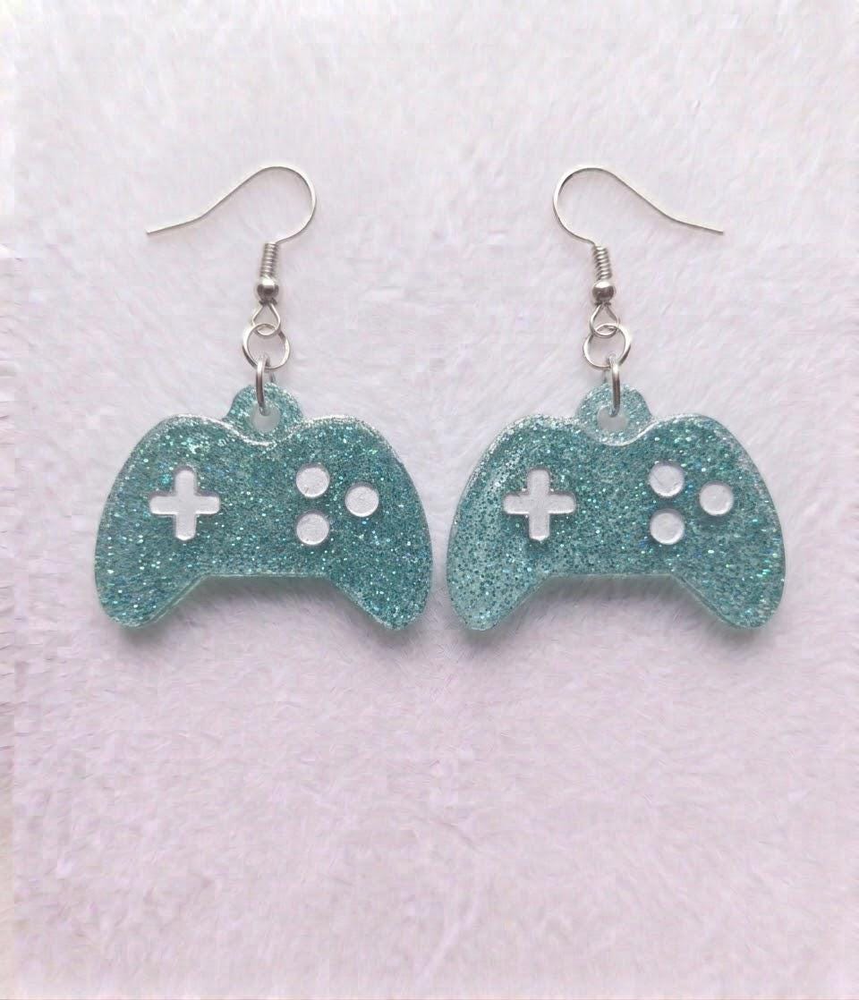 Handcrafted Epoxy Resin XBOX Controller Earrings - Gothic Wearable Art