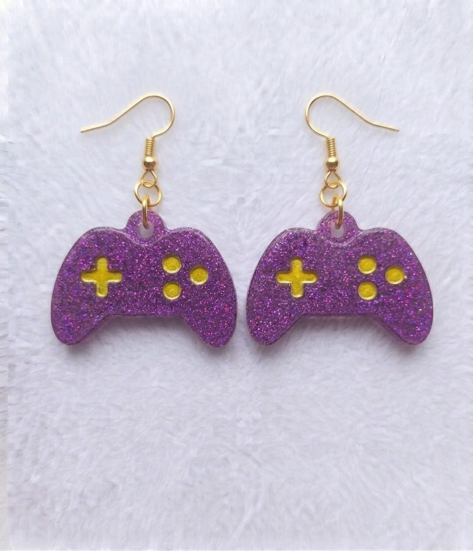 Handcrafted Epoxy Resin XBOX Controller Earrings - Gothic Wearable Art