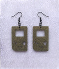 Handcrafted Epoxy Resin Game Boy Imprint Earrings - Gothic Wearable Art