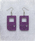 Handcrafted Epoxy Resin Game Boy Imprint Earrings - Gothic Wearable Art
