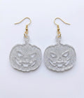Handcrafted Epoxy Resin Jack-o-Lantern Earrings - Gothic Wearable Art