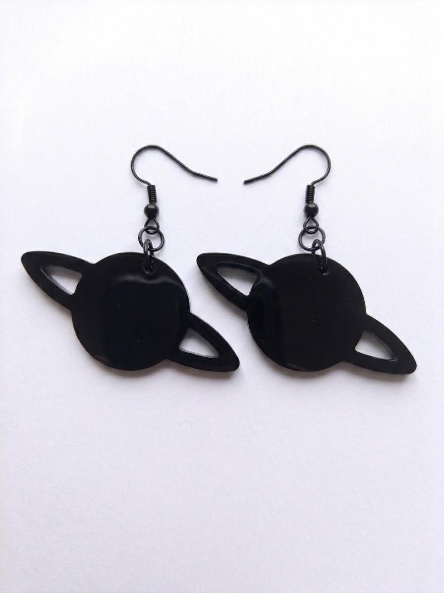 Handcrafted Epoxy Resin Jupiter Earrings - Gothic Wearable Art