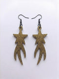 Handcrafted Epoxy Resin Shooting Star Earrings - Gothic Wearable Art