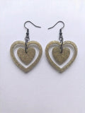 Handcrafted Epoxy Resin Dual Heart Earrings - Gothic Wearable Art