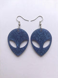 Handcrafted Epoxy Resin Alien Earrings - Gothic Wearable Art