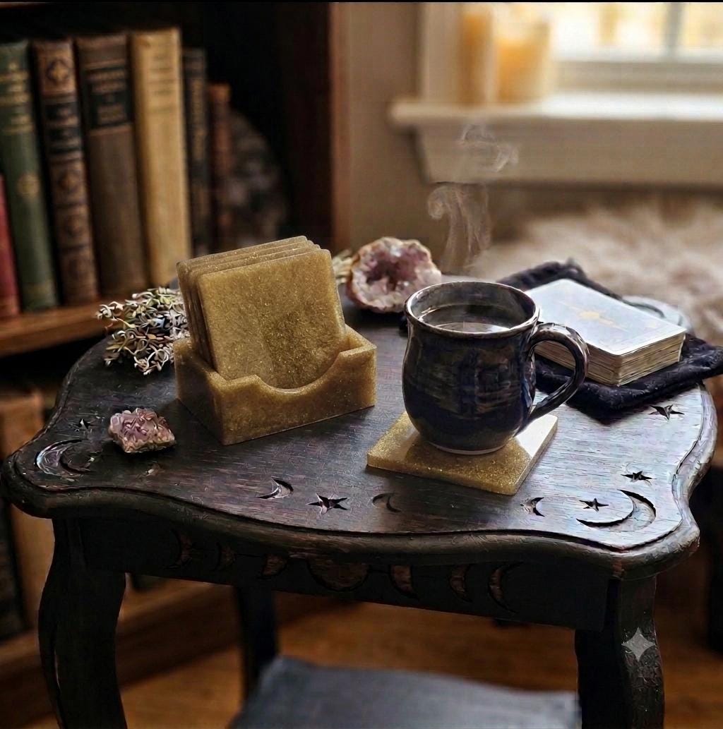 Handcrafted Epoxy Resin Coaster - Gothic Home Decor